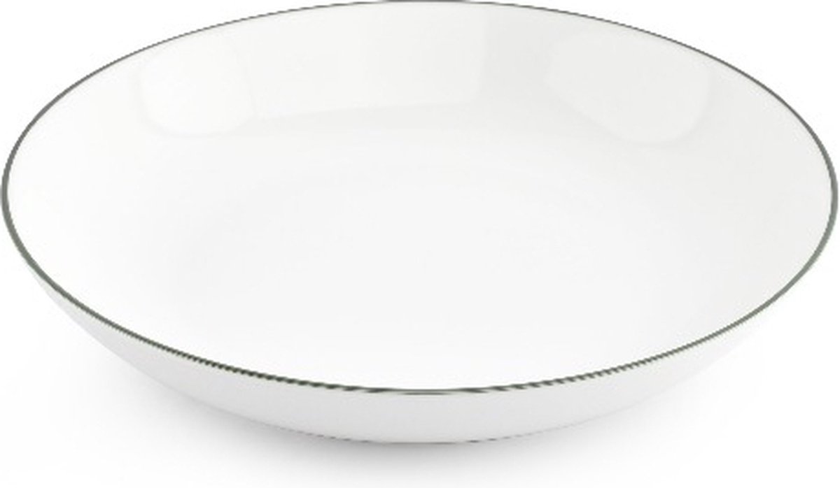 BonBistro Kom 21xH4cm coupe green rim Basic White (Set van 6)
