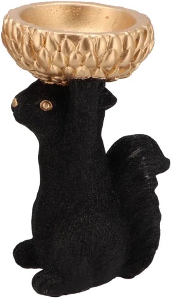 Daan Kromhout - Eekhoorn - Squirrel - Zwart - Goud - 14x12x23cm