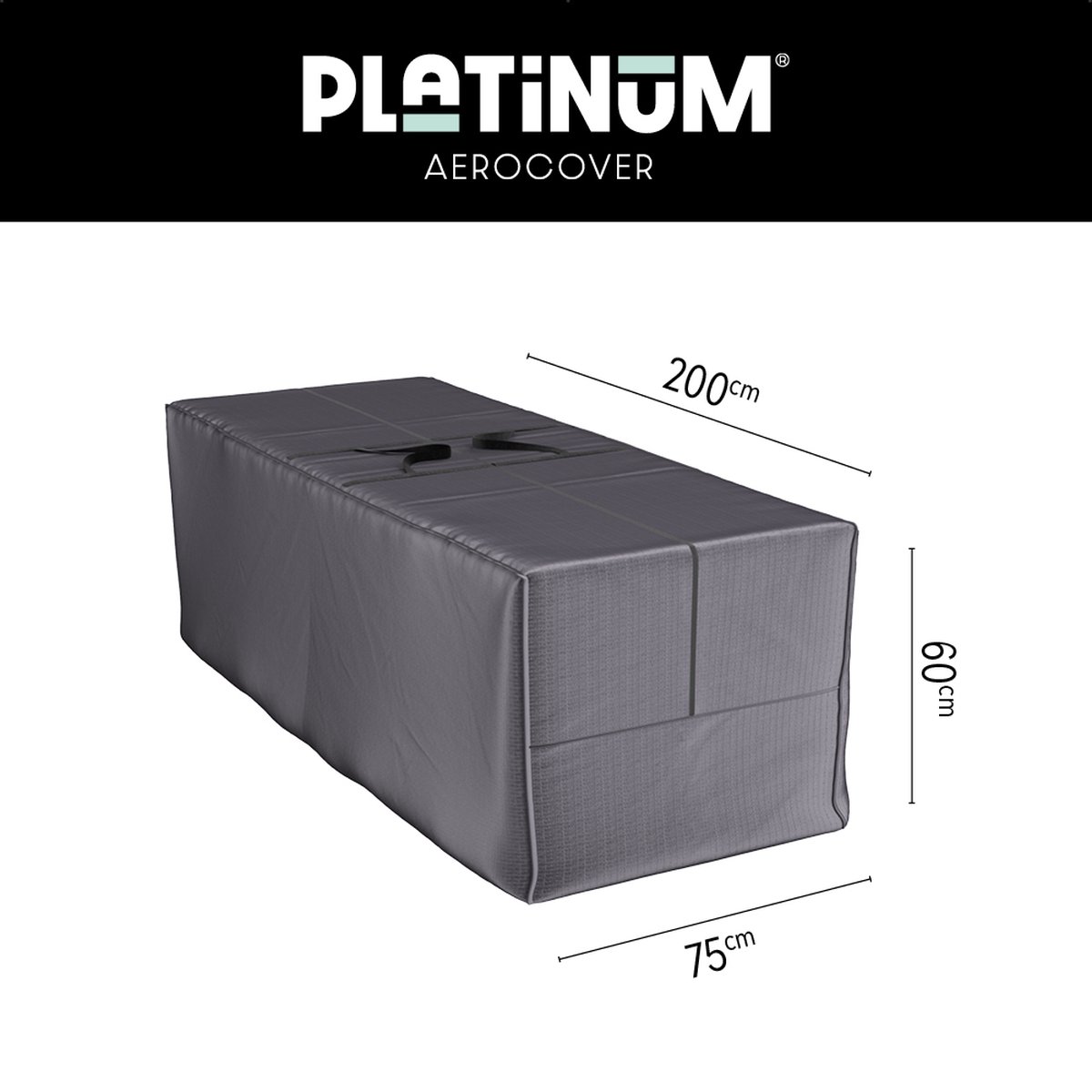 Platinum AeroCover - Tuinkussenhoes - 200x75xH60cm - Ademend - Hoge kleurechtheid Antraciet