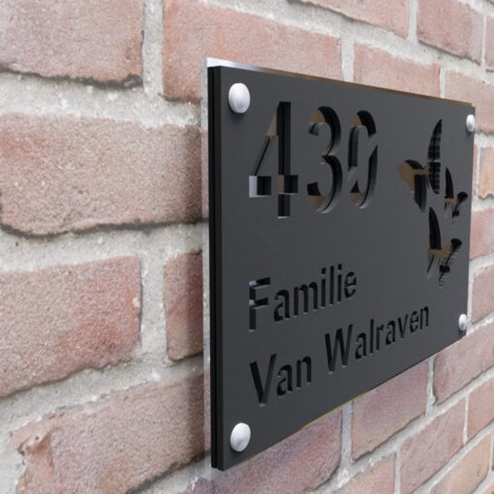 Naambordje Voordeur Huisnummerbord Rechthoek Vlinder 25x15 naambordje-voordeur-huisnummerbord-rechthoek-vlinder-25x15
