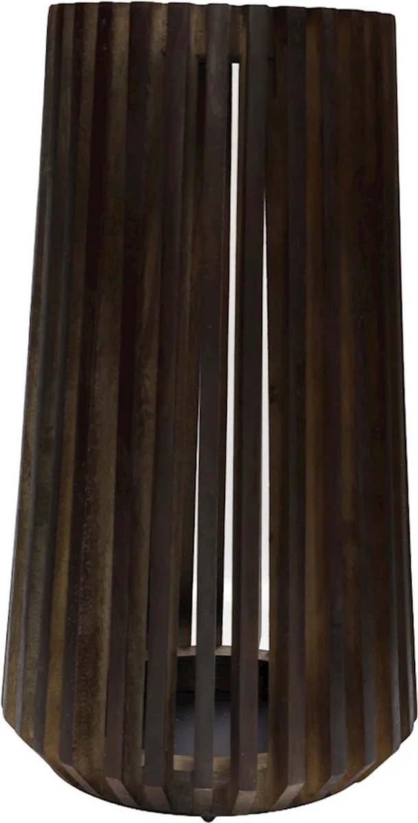 Vase The World Windlicht Boulder | Large | walnut | Hout | Ø28 x H48 cm donker bruin