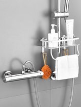 Douchekraan - Mengkraan - thermostaatkraan douchekraan - 15 cm hartafstand - Thermostaatkraan - koper - zilver - Wateruitlaat naar boven gericht - G1/2 Wateruitlaat