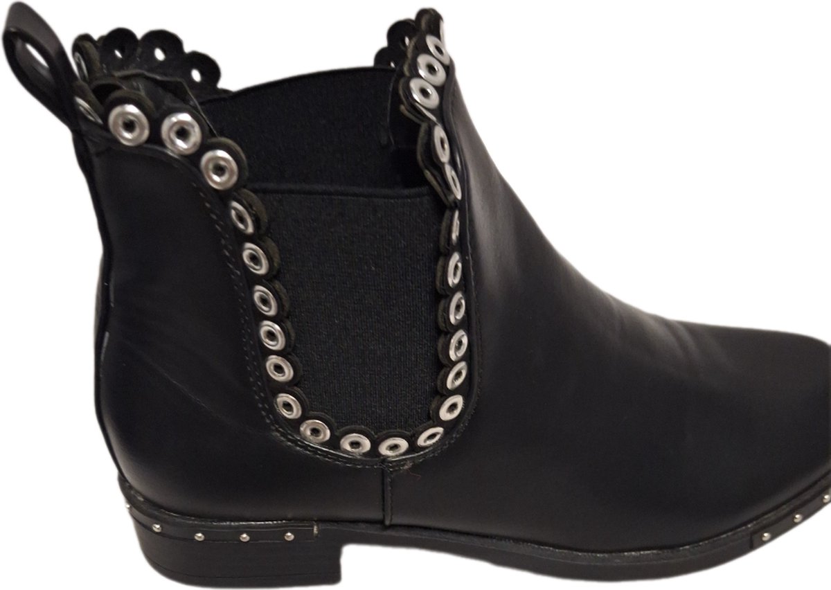 LUCKYSHOES-ENKELBOOTS-LEDERLOOK-STUDS DECORATION-40