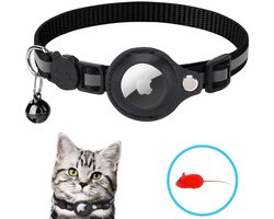 Ragnal Halsband - Kattenhalsband - Kattenbandje - Geschikt voor Apple AirTag - Katten Accessoire - Reflecterend - Gemakkelijk verstelbaar - Zwart - Inclusief gratis speeltje