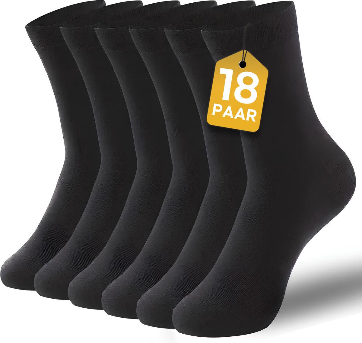VOLQU® Sokken - BAS Series - 18 Paar - Maat 39 42 - Sokken Heren - Sokken Dames - Premium Katoen Normale Sokken - Zwart