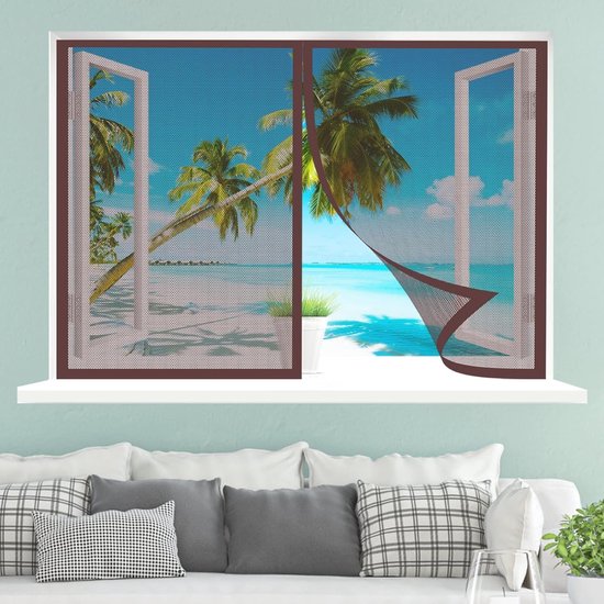 Magnetisch Hor Voor Ramen 78 x 82 cm Horren Voor Ramen Houd Insecten Buiten Houd Frisse Luchtcirculatie Niet Boren of Schroeven met Plakband met Haakjes, Wit