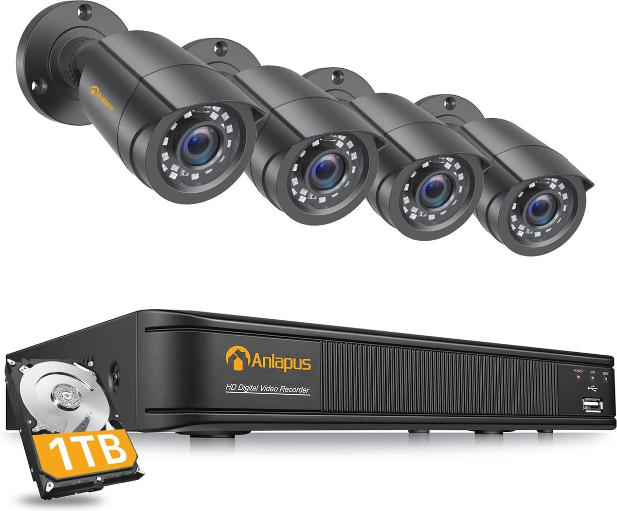 1080P Outdoor Bewakingscamera Set met 4 Bullet Camera's en 8CH DVR