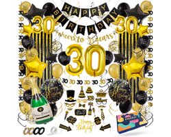 Fissaly 30 Jaar Verjaardag Decoratie Versiering - Ballonnen – Jubileum Man & Vrouw - Zwart en Goud