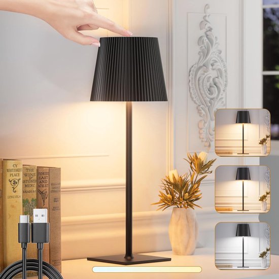 FOGARI Dimbare tafellamp, bloempotlamp, oplaadbare paddenstoellamp