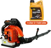 Bol.com Kibani Bladblazer Benzine 63.3 cc / 3.6 pk - Incl. 2T Olie - Luchtsnelheid 280 km/h - 2700W - Ruggedrager - Bladblazers aanbieding