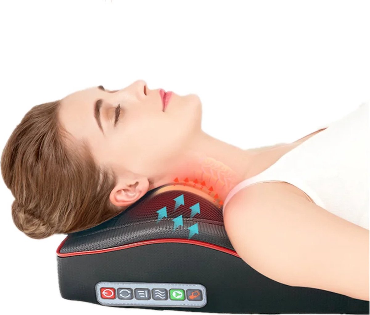 Massagekussen - Schoudermassage apparaat - Nekmassage - Rugmassage apparaat - Voor Nek Schouders en Rug - Warmte en Vibratie