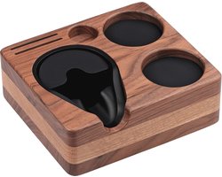 Compacte Espresso Tamper Station Base voor 54/58mm Portafilters - Houten Koffie Accessoires