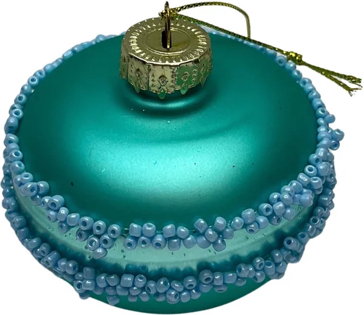 Housevitamin Kersthanger - kerstbal - Macaron - Glas - Blauw - 6,5x6,5x5,5cm