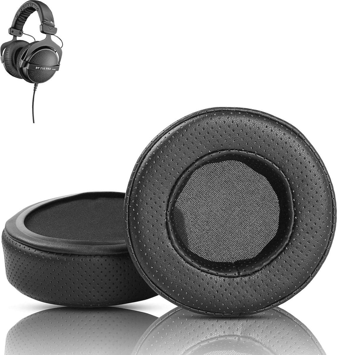 Vervangende Oorkussens voor DT 990 Pro, DT 770 Pro, MMX 300 - Comfortabel Geheugenschuim en Geperforeerd Proteïneleer