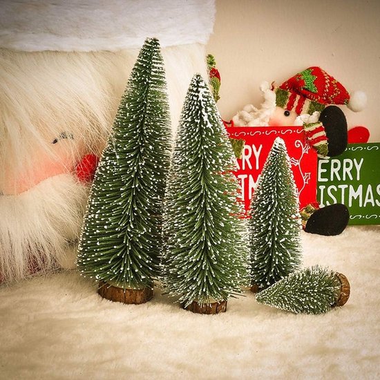Tafeldennenboom, kleine miniatuur, mini-kerstboom, kerstboom, sneeuw, klein, voor kerstdecoratie, tafeldecoratie, etalage, Kerstmis, Nieuwjaar, party, 10/15/20 cm, 9 stuks