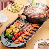 WizBay Premium Select® 3 in 1 Dual Aziatische Shabu HotPot - Funcooking - 2 Bouillon Gedeelten - Grill - Gourmetten - Fondue - 5 tot 8 personen - 2000W - Anti Aanbak Laag - 72cm Lang