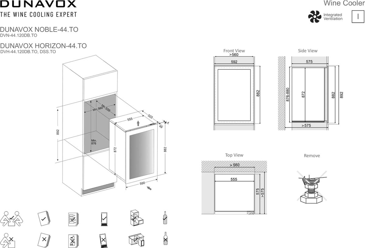 Dunavox Horizon-44.TO Wijnkoelkast DVH-44.120DMB.TO 2 Zones Mat Zwart Mat Zwart – foto 3
