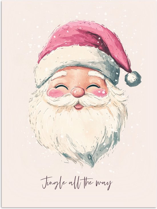 Poster 60x80 cm - Kerstman - Kerst - Quote - Beige - Posters - Kamer decoratie - Wanddecoratie woonkamer - Kerstdecoratie voor binnen - Kerstversiering - Kerstmis versiering in huis - Kerstaccessoires