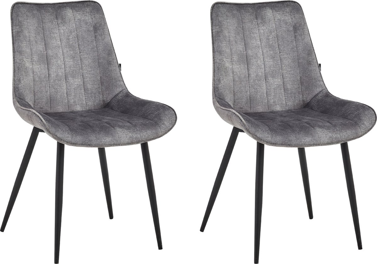 Colenis® - Verta Eetkamerstoel - Set Van 2 - Grijs - Adoré Velvet - Industrieel