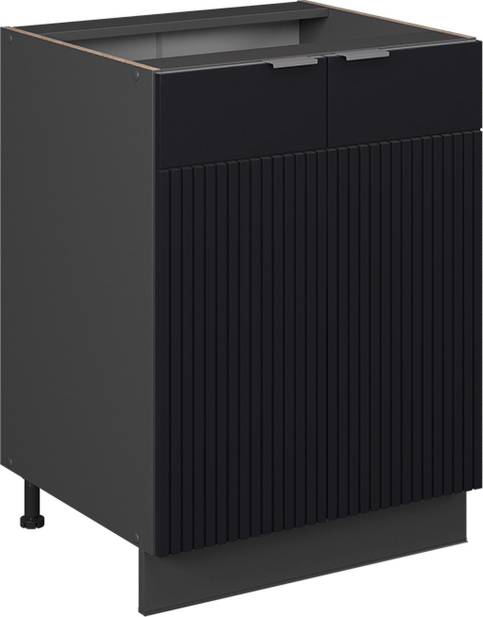 Vicco Fame-Line Keukenonderkast – 60 cm, WB Eik Zwart gestreept Zwart gestreept/Antraciet
