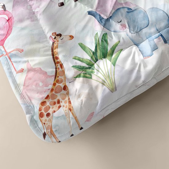 Zelesta® Kiddybed Colorful Animals 140x200 - Housse de couette enfant - Couchage d'essai 30 jours - Couette enfant sans housse lavable - Couette enfant imprimée - Couette hiver toute l'année & Couette été