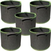 5 pièces - Sac de culture Plantes - Sac de culture - 5 gallons - Pot de culture - Sac pour plantes - Durable - Réutilisable - Panier à plantes - Fleurs - 25x30 CM - Zwart - tissu non tissé