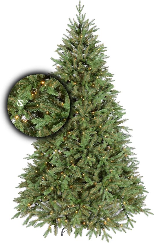 Sapin de Noël prêt à l'emploi Equivera - Sapin de Noël LED 180 cm avec éclairage - Version Luxe - 340 Lumières | Sapin de Noël artificiel avec éclairage 180 cm Vert