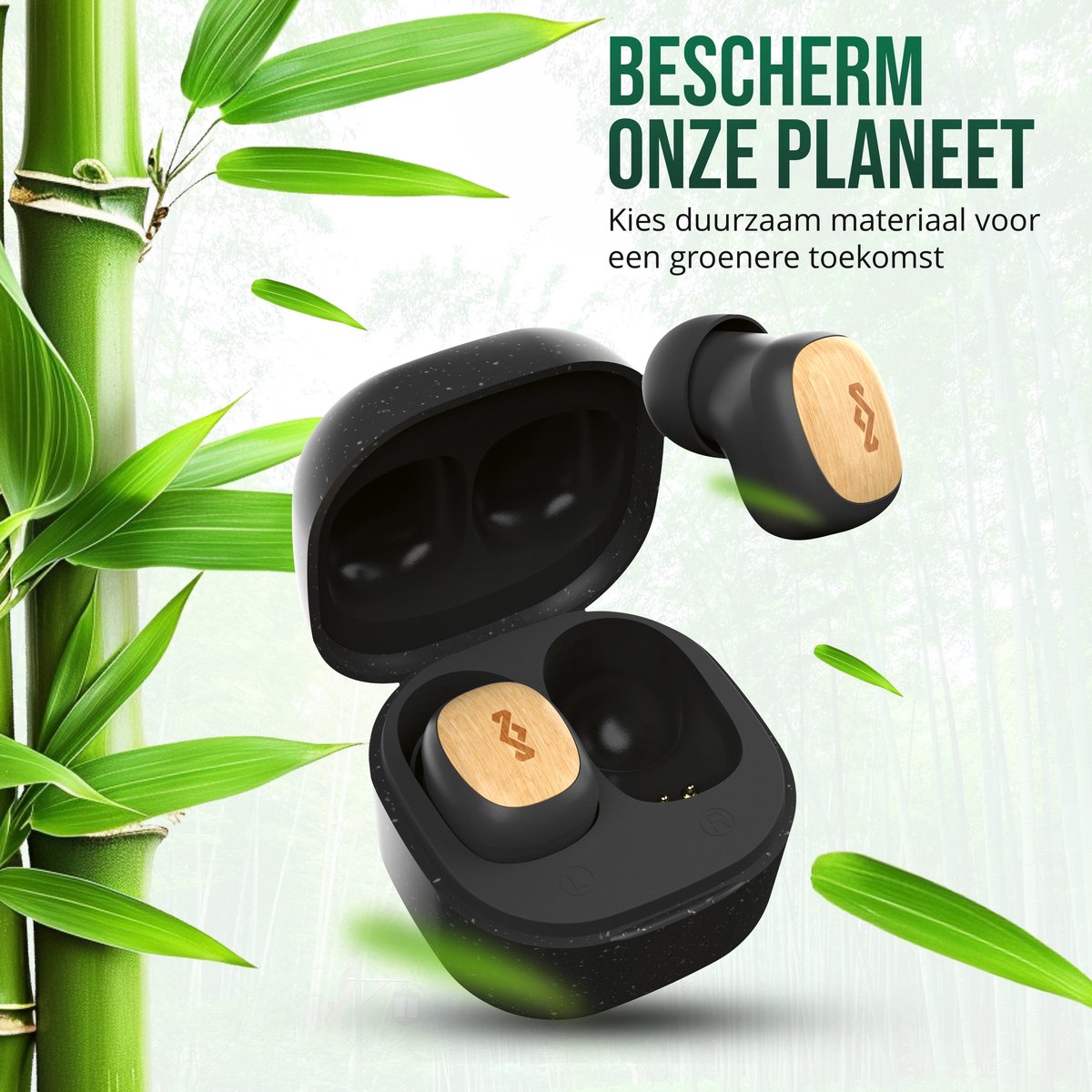 House of Marley Smile Jamaica TWS Draadloze oordopjes - Bluetooth - 14 uur Batterijduur - Met Microfoon - Oortjes Draadloos - Gemaakt van Duurzame Materialen - Zwart – foto 4