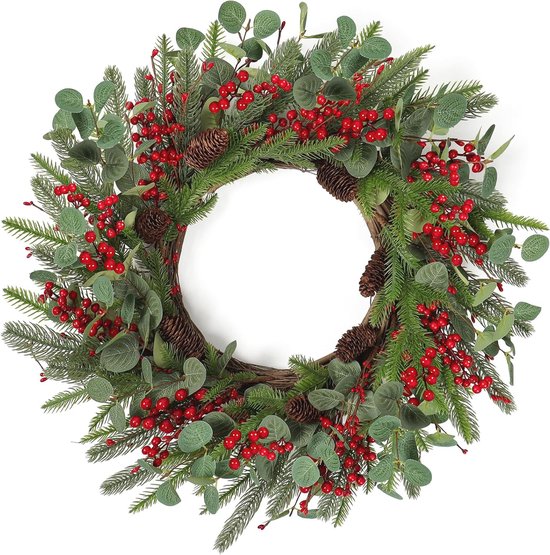 Kerstkransen : Handgemaakte verse kerstkrans 50 cm gouden kerstklokken - Natuurlijk Sfeervol