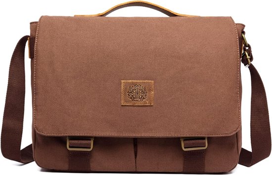FANDARE Retro camera-schoudertas voor heren, zeildoek, werktas, dames, messenger bag, schoudertas, herentas om om te hangen, voor reizen, school, universiteit, werk, outdoor, schooltas, zwart, Large