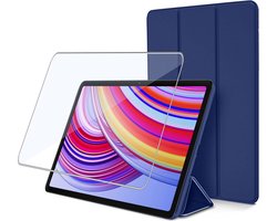 Geschikt voor Xiaomi Poco Pad 12.1 & Redmi Pad Pro 12.1 - Hoesje + Screenprotector – Gehard Glas Cover + Shock Proof Case - Blauw