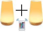 2 stuks - Solidix - Nachtlampje Volwassenen - Tafellamp slaapkamer - USB oplaadbaar Nachtlampje Kinderen - Leeslamp - Wake-up Light - Sfeerlamp - LED verlichting - Bedlamp voor Baby, Kinderen & Volwassenen - Leeslampje Volwassenen - Touch Control