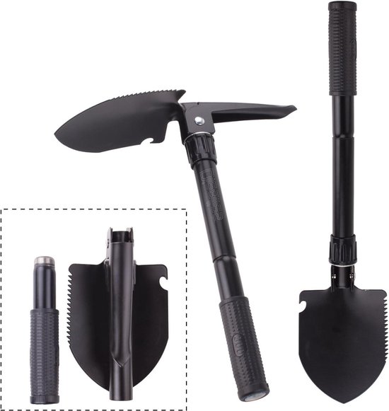 Foto: Multifunctionele klapschep met kompas stalen mini schep voor wandelen kamperen diealles tuinieren survival vissen rugzakreizen 17 x 115 cm
