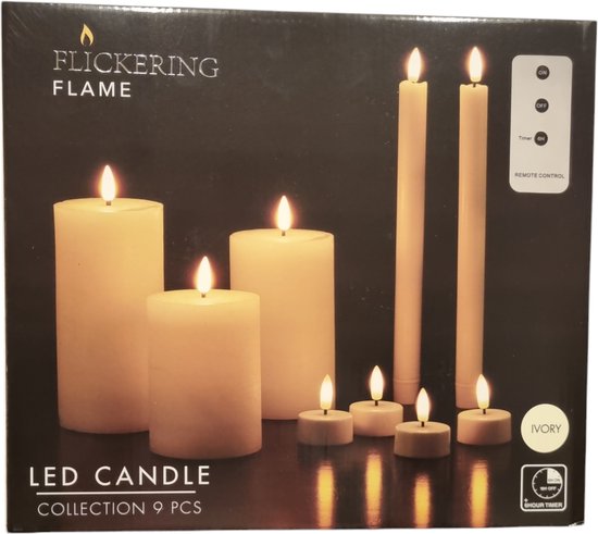 led-kaarsenset-met-afstandsbediening-9-delig
