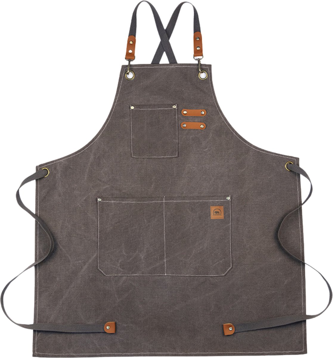 Tamarow Premium Keukenschort - Werk en BBQ Schort - Kookschort - Crossback - Grijs