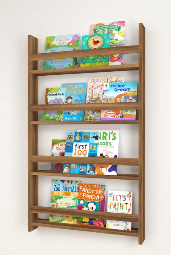 Bibliothèque Enfant - Bibliothèque Enfant - Bibliothèque Chambre Enfant - Bibliothèque Enfant - Bibliothèque Montessori - Avec 4 Planches - 120x74 cm - MDF Noyer