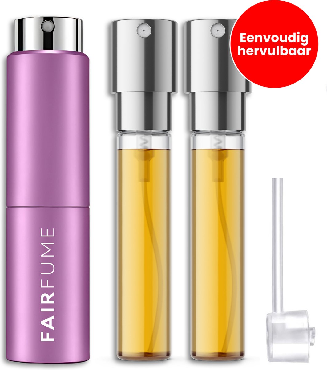 Fairfume Mystery Parfum voor Dames – Set van 2 Refillable Travel Sprays – Langhoudende Geur – Inclusief 2x 5ml Navullingen + Pompje – Ideaal voor Reizen – Roze