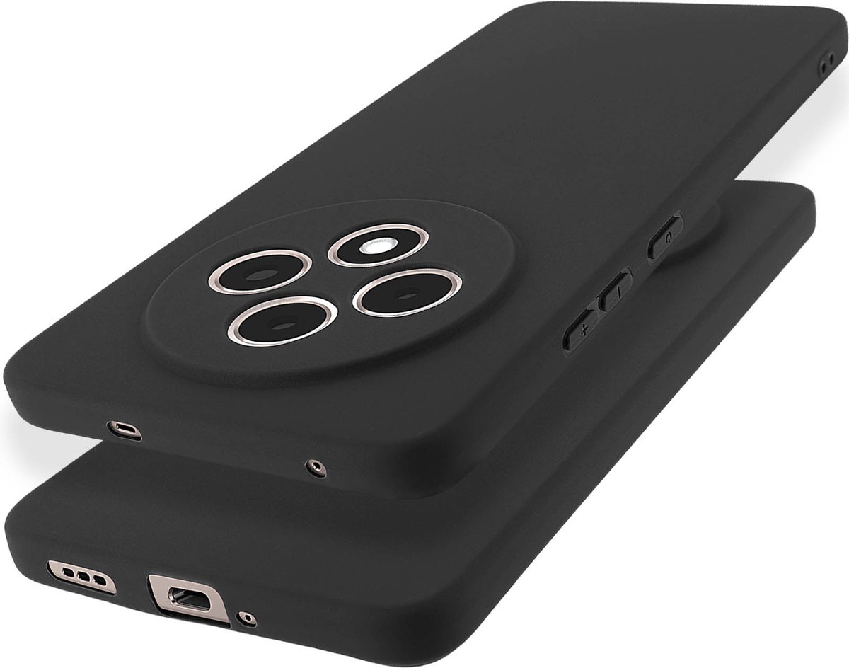 Avizar Hoesje Geschikt voor Oppo Reno 12F Silicone Soft Mate, Zwart