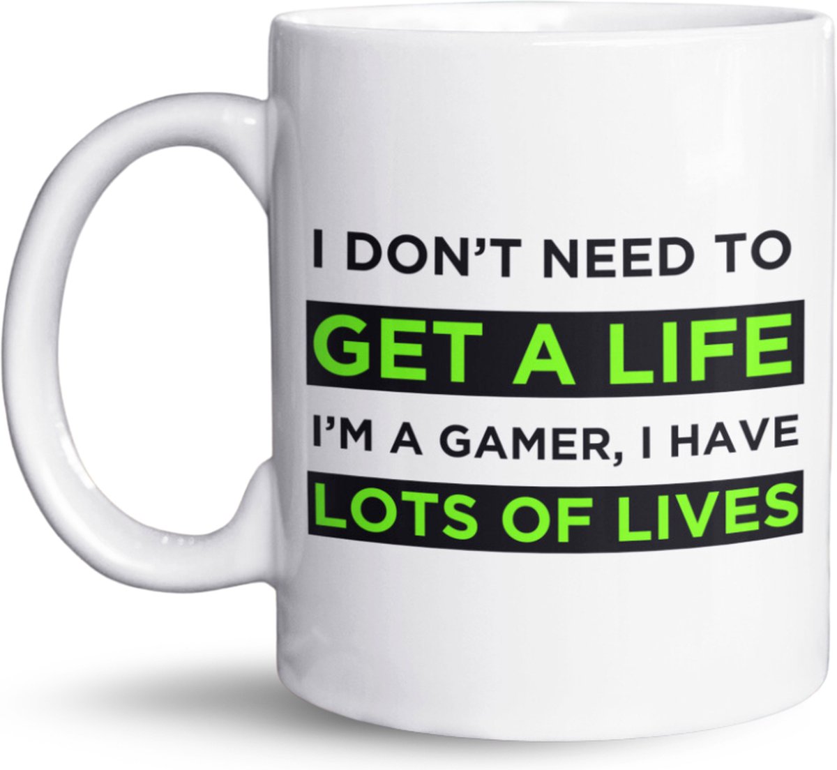 NietMokken.nl - Grappige Gamersmok met Tekst - I Don't Need to Get a Life, I'm a Gamer, I Have Lots of Lives - Uniek Cadeau voor Gamers en Koffieliefhebbers - 325 ml Koffiemok