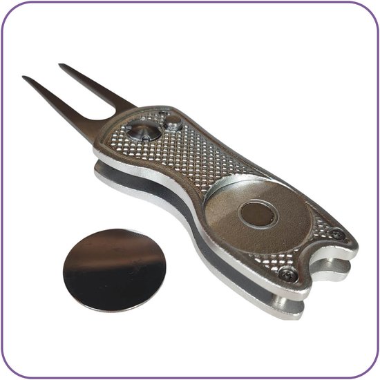 Golf Pitchfork - Golf Accessoires - Metaal + Marker Zilver