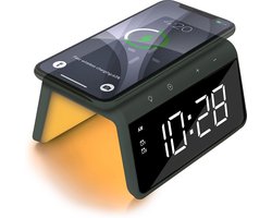 Caliber Wekker - Draadloze Oplader - Wake-up Light - Digitale wekker - Wekkers digitaal - Digitale klok - Groen (HCG019QI-MG)