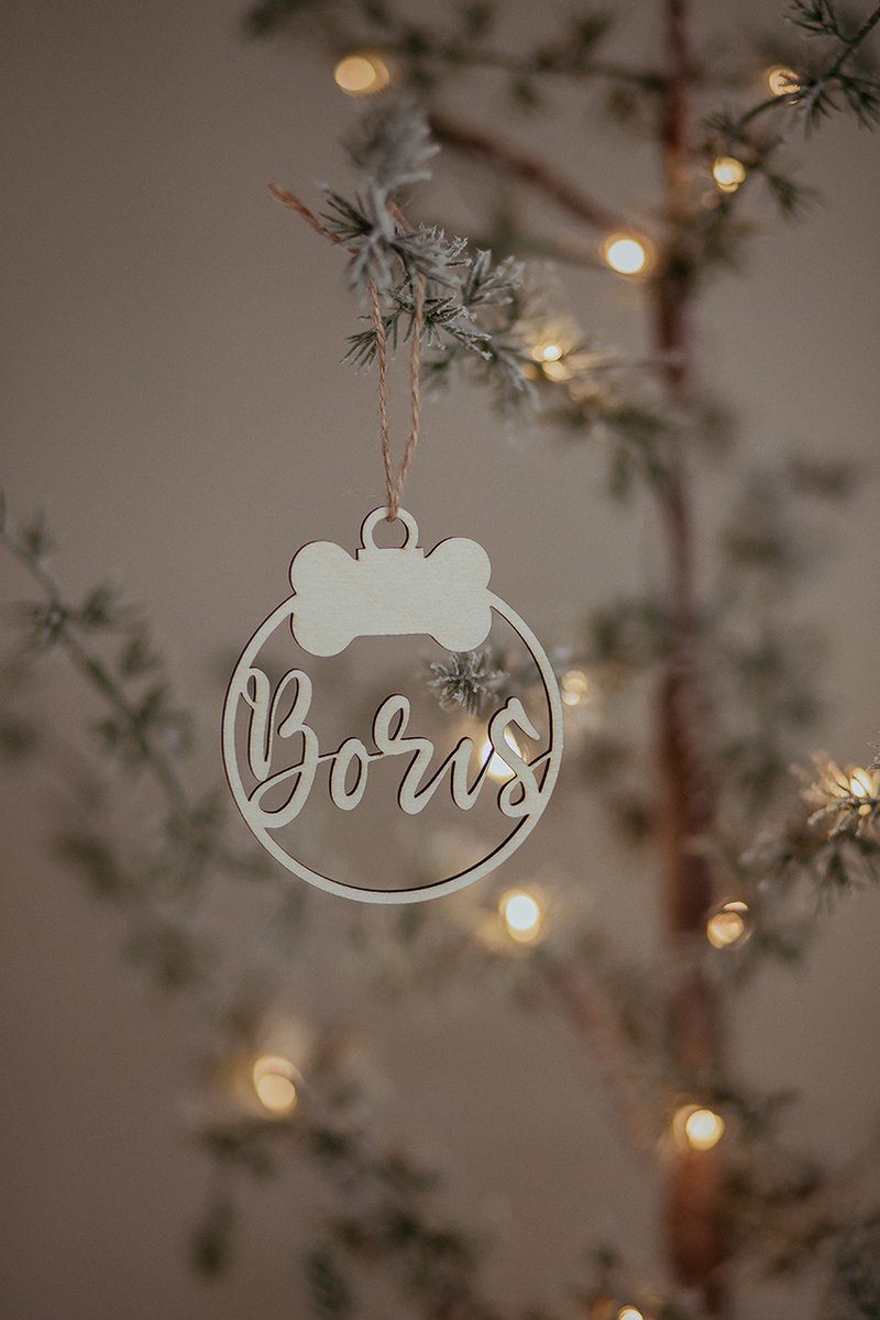 BolleToet - houten kerstbal botje - gepersonaliseren met naam - kerstdecoratie