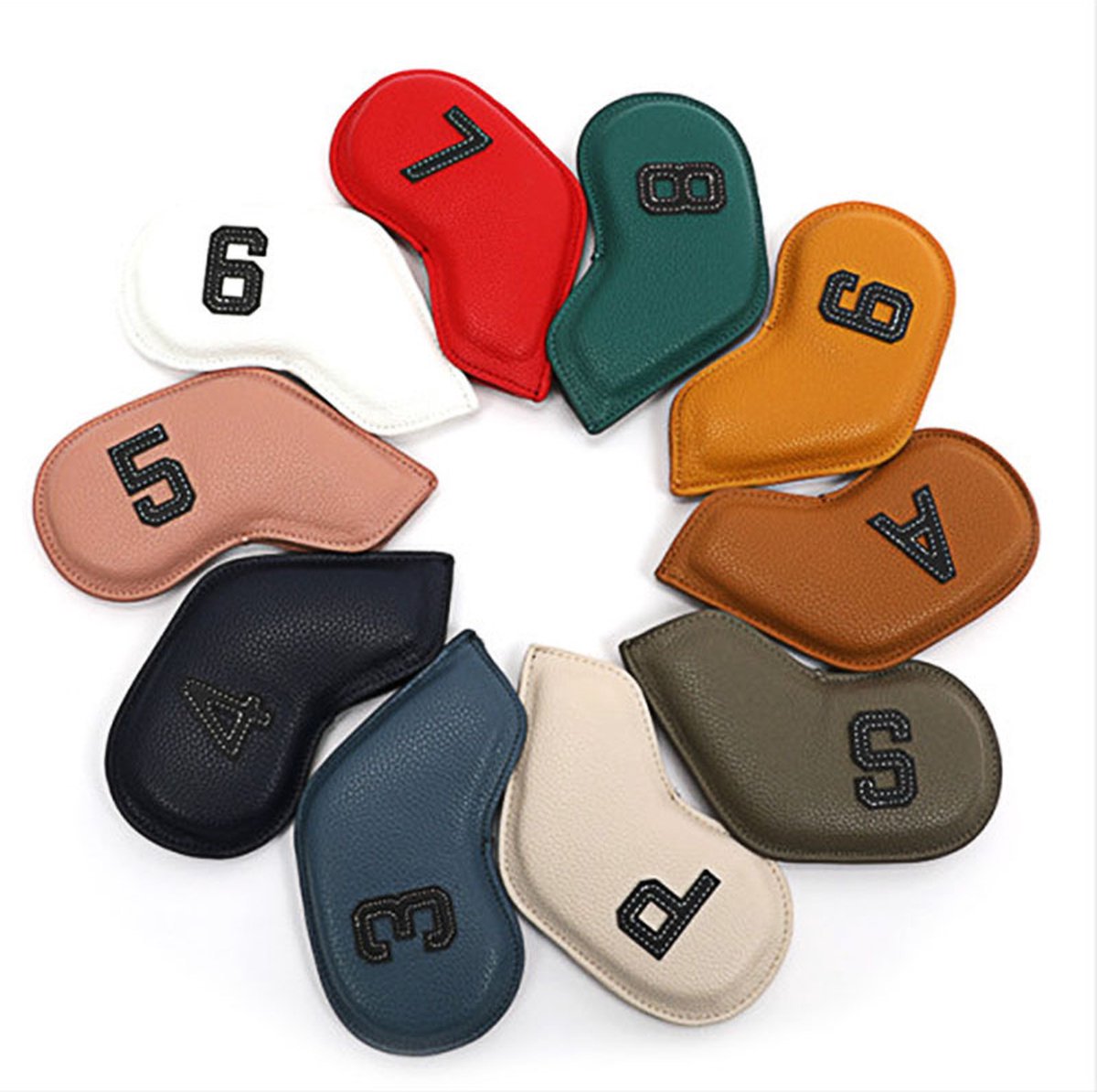 Golf Club Covers IJzers - Golfclub Covers - 10 stuks - Leer - Golf Accessoires - Golf Headcovers - Golf Spullen