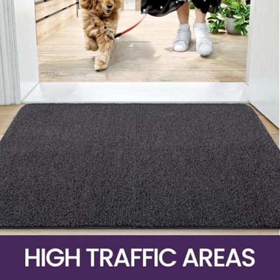 DEXI Deurmat Binnen 90 x 150 cm, Antislip Zwaar Deurmatten voor buiten en binnen, Waterabsorberend Wasbaar Schoonloopmat Voor Voordeur, Gang, Entree, zwart