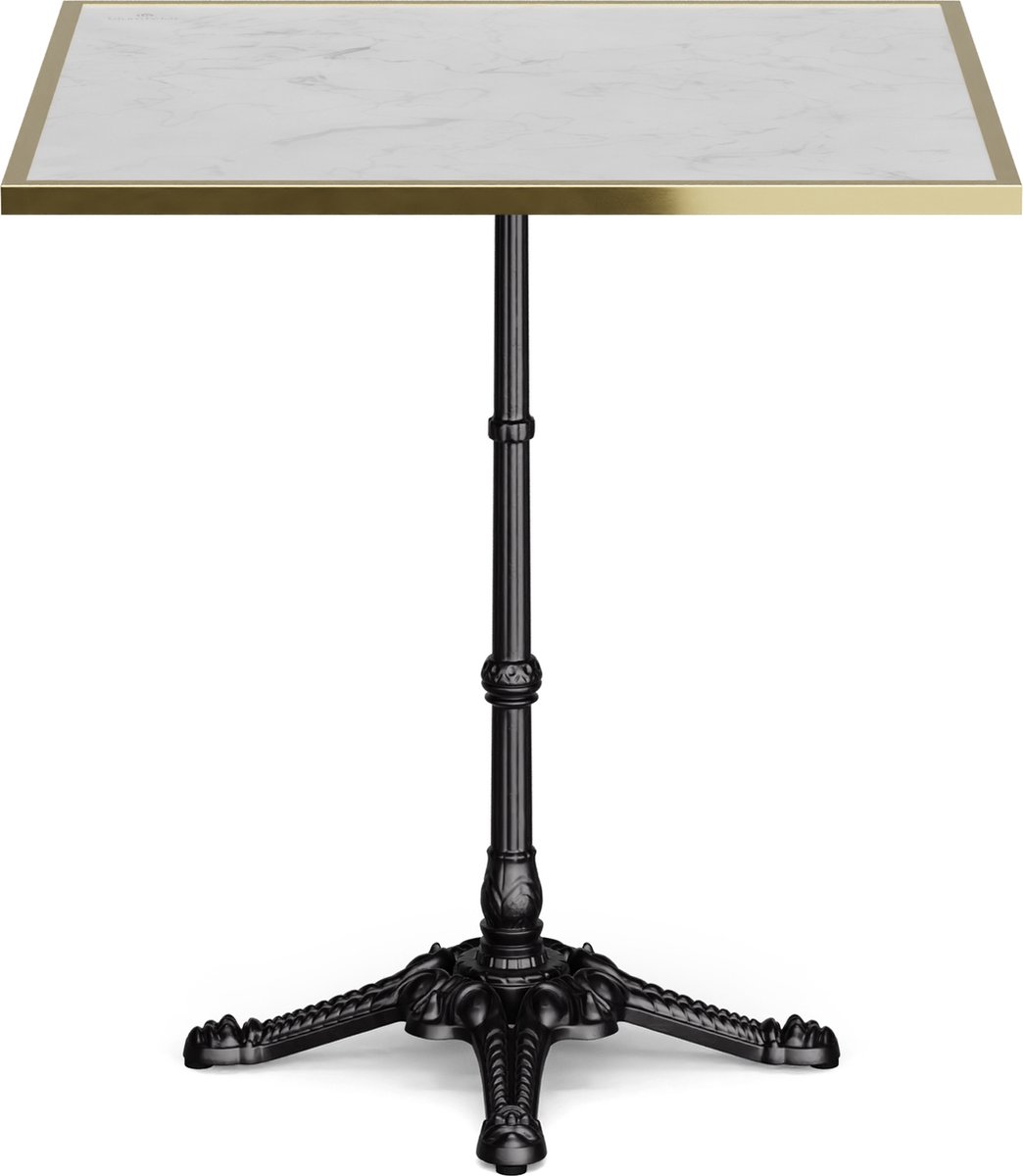 Blumfeldt bistrotafel - 60x60 cm marmeren blad, Art Nouveau ontwerp, Weerbestendig, Gietijzeren onderstel, Ideaal voor tuin & balkon, Eenvoudig te monteren