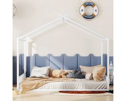 KOMHTOM Kajuitbed Kinderbed Tweepersoonsbed 140 x 200 cm IJzeren frame bed Huisstijl Wit