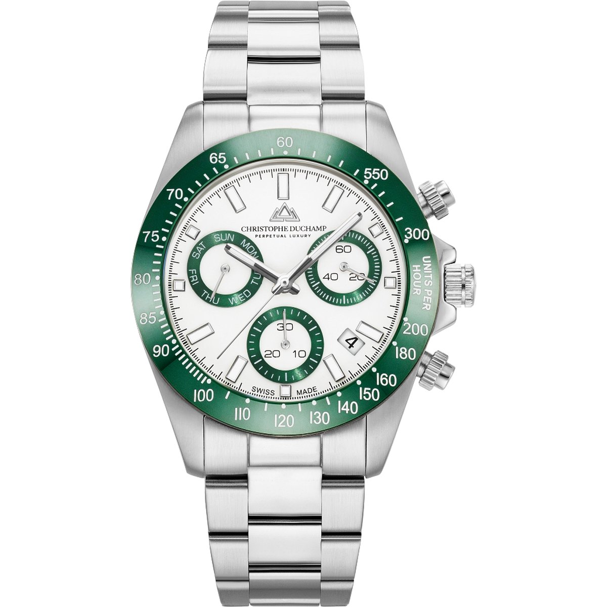 Luxe mannenhorloge - Christophe Duchamp Grand Mont Ceramic silver green - CD7102-02