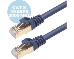 By Qubix internetkabel - cat 8 Ethernet kabel - 5 meter - RJ45 - donkerblauw - Netwerkkabel - UTP kabel