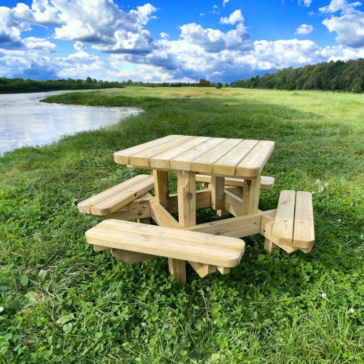 Vierkante kinderpicknicktafel voor kleuters KING ® (125 x 125 cm)