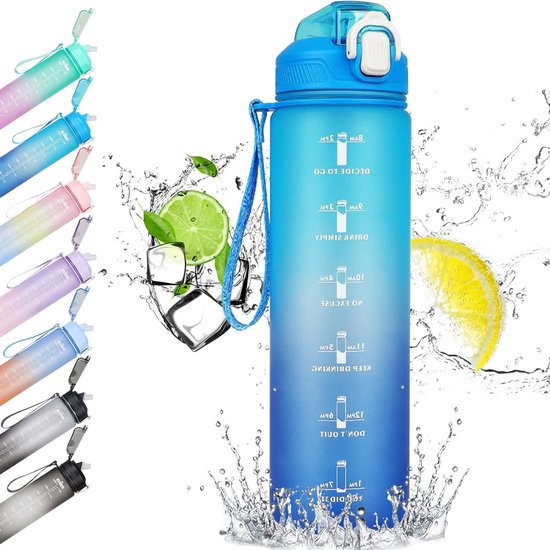 Mnsruu Leuke kabouter rozen krans waterfles 1L met rietje, lekvrije BPA